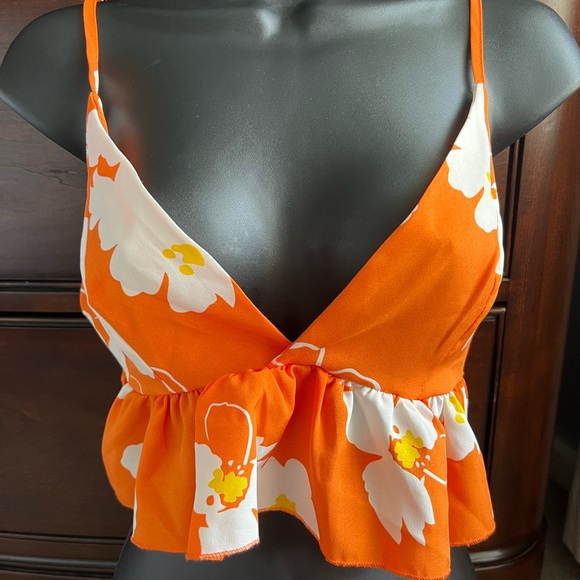Orange Floral Tank Top - Picture 2 of 3